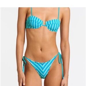 Triangl Swimwear Mala Blue Bikini Set Chevron Stripes - “Sour Stripes” - Medium